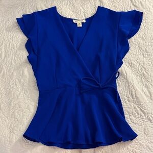 Monteau Royal Blue Flutter Sleeve Blouse